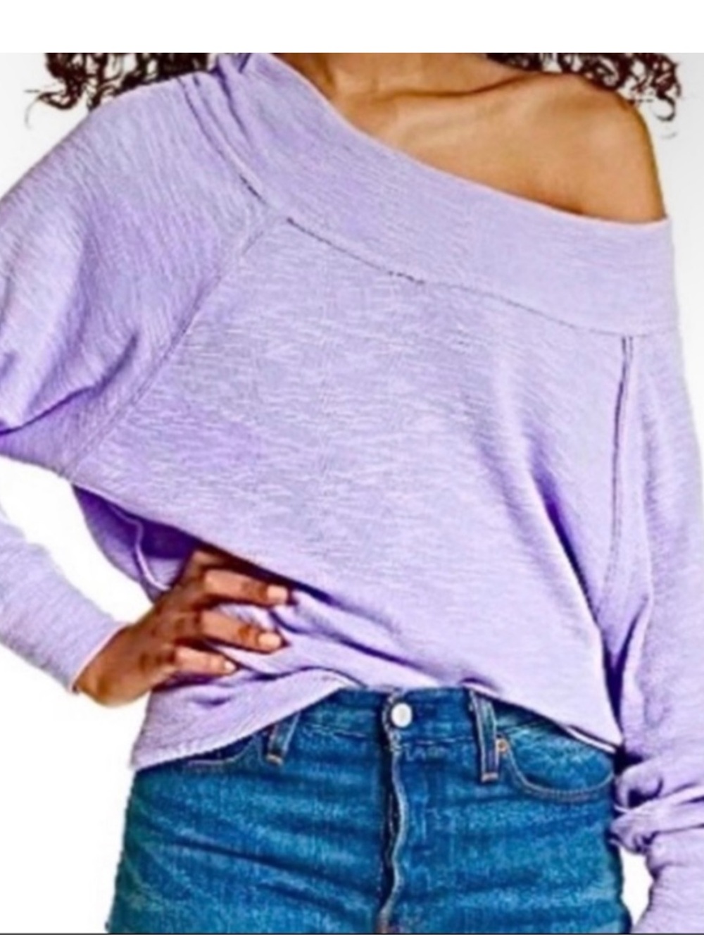 Free People We the Free Palisades Off-the-Shoulder Sweater Top Lilac- Women's XS